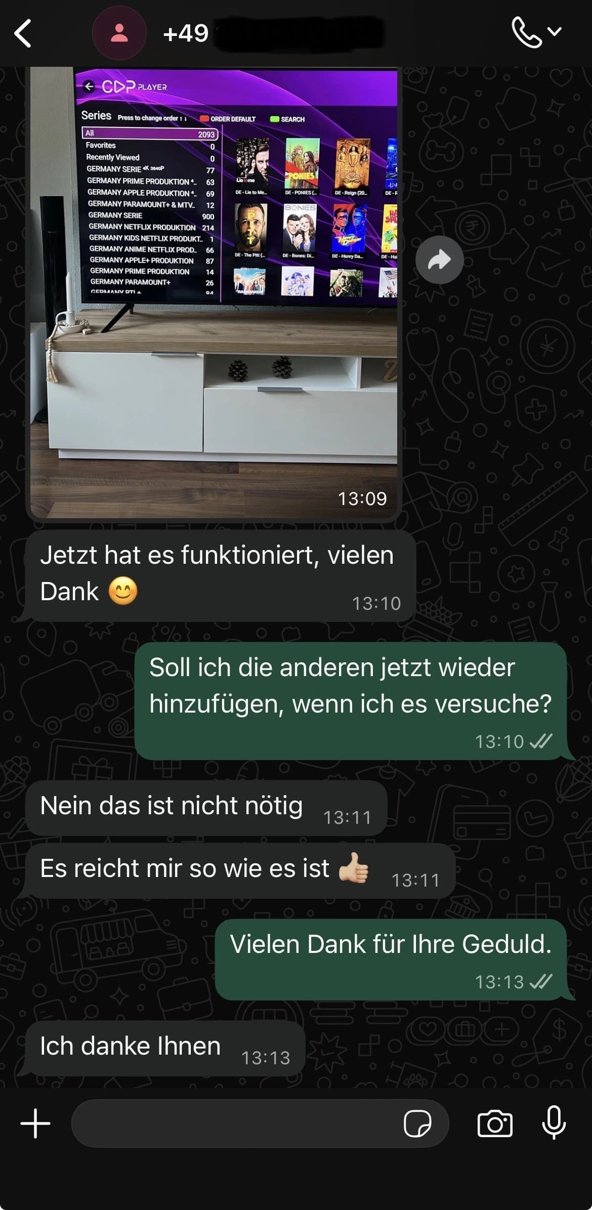 WhatsApp support feedback